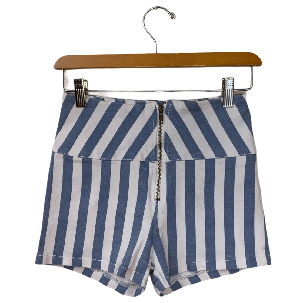 Blue and White Forever 21 Striped Shorts